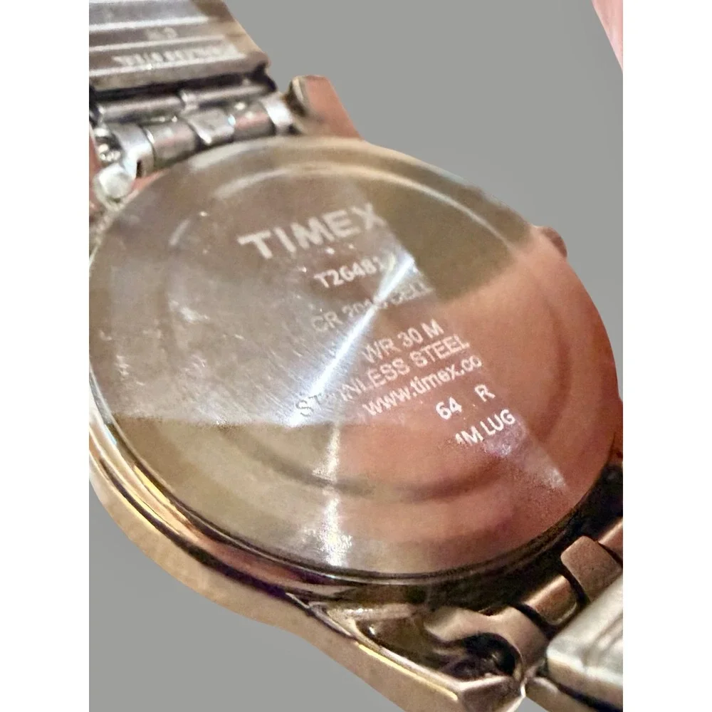 Timex T2G487 Indiglo Day Date Two Tone Stainless Steel Quartz Men's Watch Runs